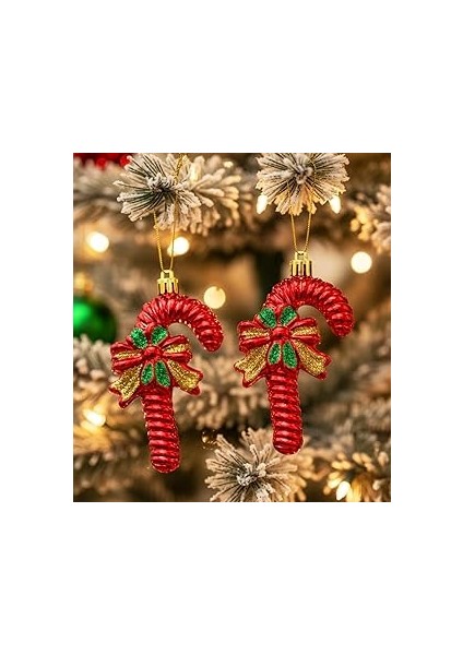 Yılbaşı Şeker Baston Şeklinde Ağaç Süsü – 4 Adet