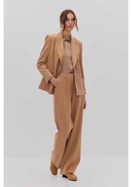 Dikiş Detaylı Kruvaze Blazer Pantolon Takım