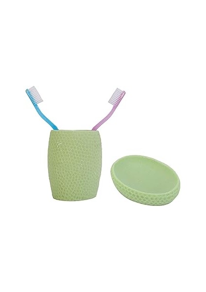 Boston Warehouse Bosphorus 2 Li Banyo Seti, Yeşil Petek Model, Poliresin