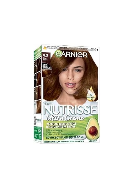 Nutrisse Yoğun Besleyici Kalıcı Krem Saç Boyası 4.3 Altın Kahve