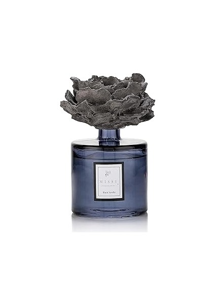 500 ml Siyah Silindir Şişe Black Vanilya Kokulu Gül Taşlı Oda Kokusu