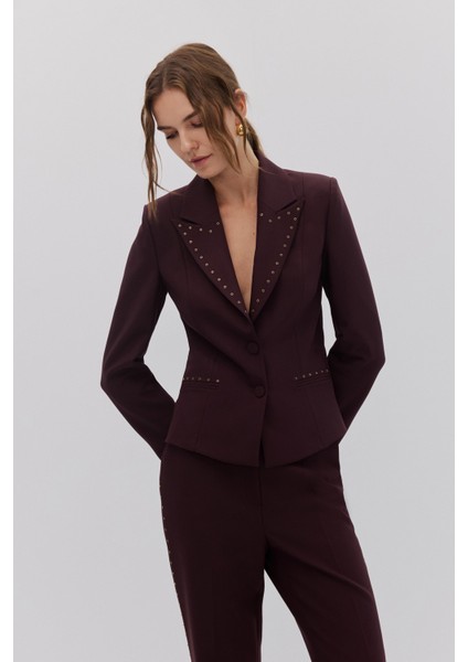 Taş Detaylı Blazer Pantolon Takım