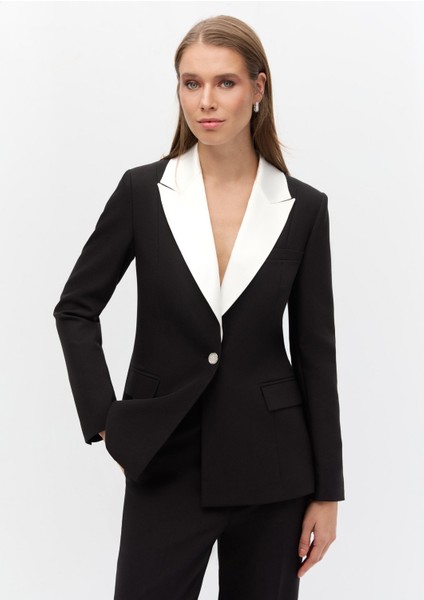 Saten Yakalı Blazer Takım
