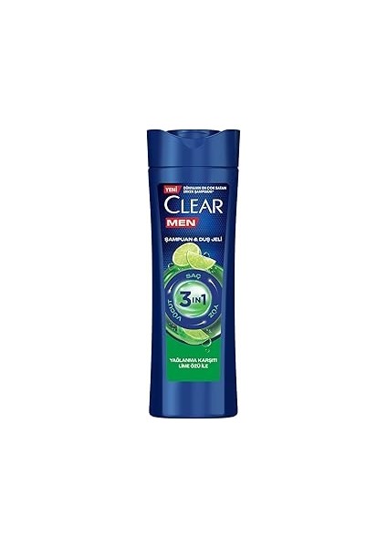 Clear Men 3ın1 Şampuan & Duş Jeli Yağlanma Karşıtı Lime Özü 350 ml