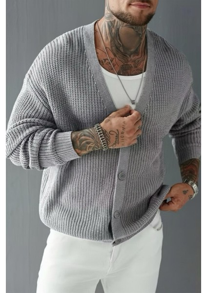 Grov Düğmeli V Yaka Kalın Erkek Hırka modelleri
