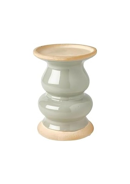 Elements 4.13X4.13X5.71 Inç Gri Seramik Mumluk, Hafif Eskitilmiş Yüzey, 7x7 Inç Alevsiz Veya Balmum