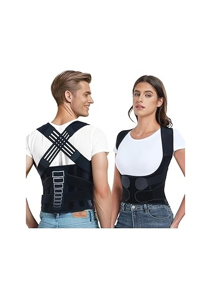 Akselife Balenli Siyah Dik Duruş Korsesi Kadın Erkek Omuz Bel Sırt Korsesi Kambur Önleyici Korse