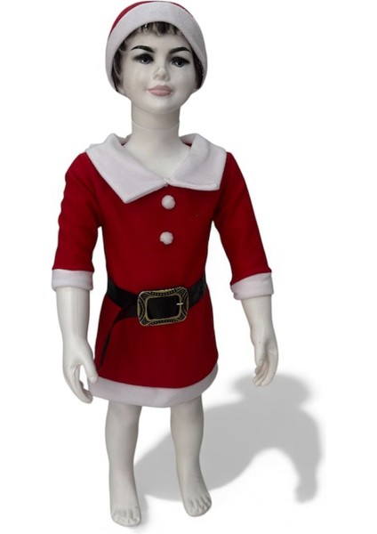 Kız Çocuk Noel Anne Kostümü