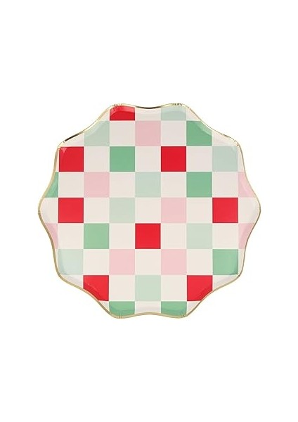 Meri Meri - Multi Check Dinner Plates - Kareli Tabaklar (L) (8'li)