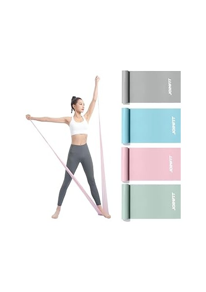 Joinfit Aerobik ve Pilates Direnç Bandı 4’lü Set - Esneme, Rehabilitasyon, Evde Yoga ve Fitness Içi