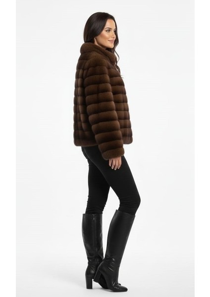 Kadın Şık Fermuarlı Peluş Kürk Ceket fiyatları