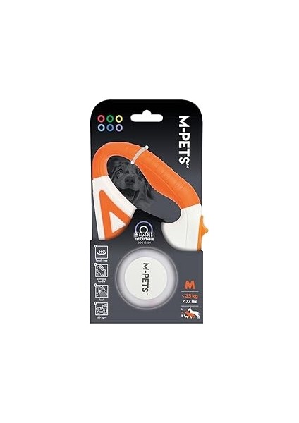 M-Pets Flash Ledli̇ Otomati̇k Gezdi̇rme Şeri̇t 5mt/orange