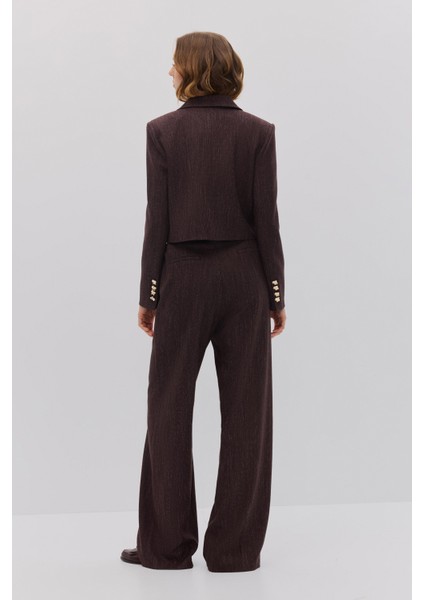 Kruvaze Crop Ceket Pantolon Takım