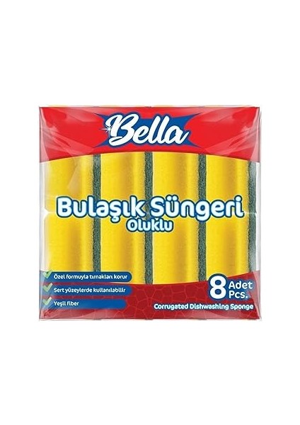 Banat Oluklu Bulaşık Süngeri 8'li Paket