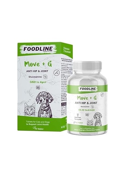 Foodline Hip&joint Glucosamine 75 Tablet, Kedi ve Köpekler Için Eklem Sağlığını Destekleyici