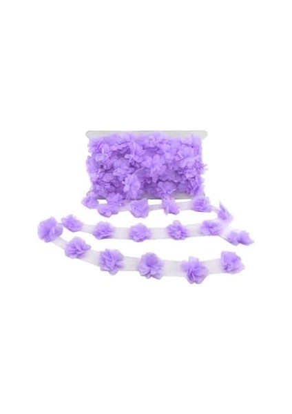 Benim Marifetlerim - Lila Lazer Kesim Kurdele Çiçek Tül 1 Metre