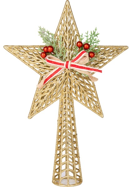 Altın Renkli Yılbaşı Süsü, Çam Ağacı Tepe Dekoru 25X37 cm