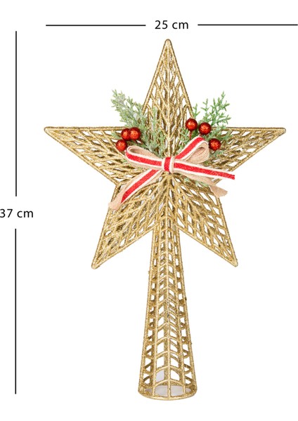Altın Renkli Yılbaşı Süsü, Çam Ağacı Tepe Dekoru 25X37 cm modelleri