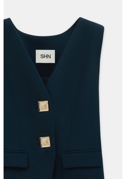 Düğme Detaylı V Yaka Yelek Pantolon Takım indirimleri