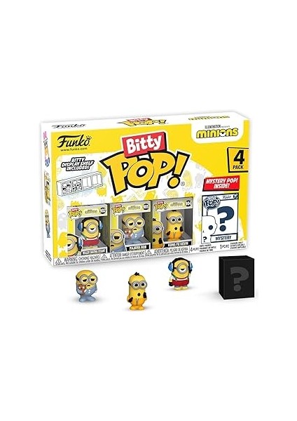 Bitty Pop! Minions - Roller Skating Stuart 4pk - Roller Skating Stuart, Pajama Bob, Kung Fu K