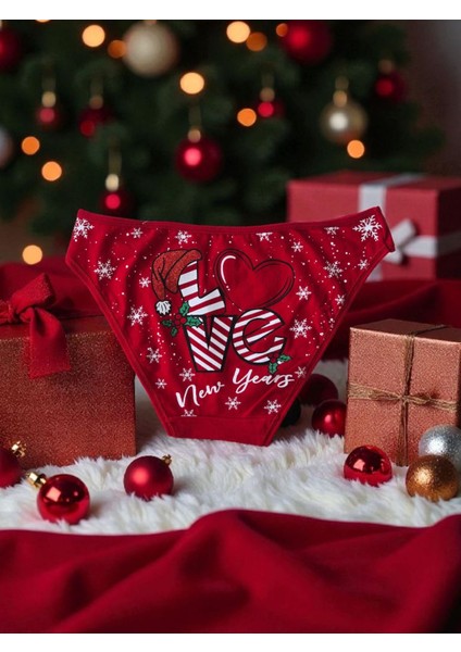 - Yılbaşı Temalı Baskılı Slip Kadın Külot – Özel Tasarım - Hediye Paketli fiyatları