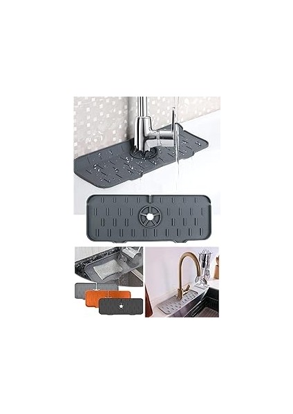 Silikon Tezgah Sıçrama Koruyucu Musluk Altı Lavabo Tahliye Ped Sabunluk Mutfak Banyo