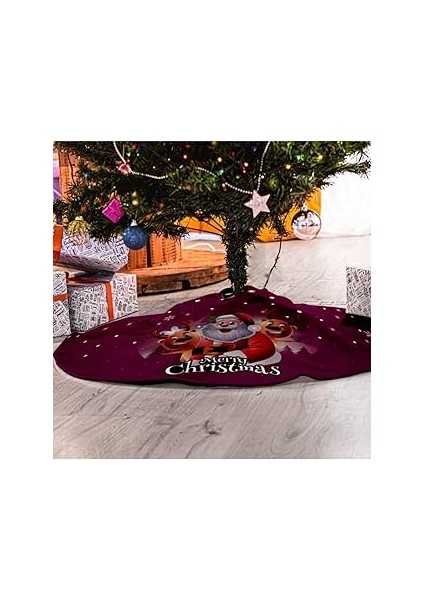 Hediyesepeti Merry Christmas Mesajlı Noel Baba Ağaç Eteği