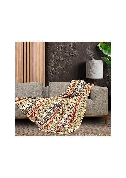 Latuda Softmicro Boho Etnik Desenli Mikrofiber Koltuk Örtüsü ve Tv Battaniyesi, Koltuk Şalı