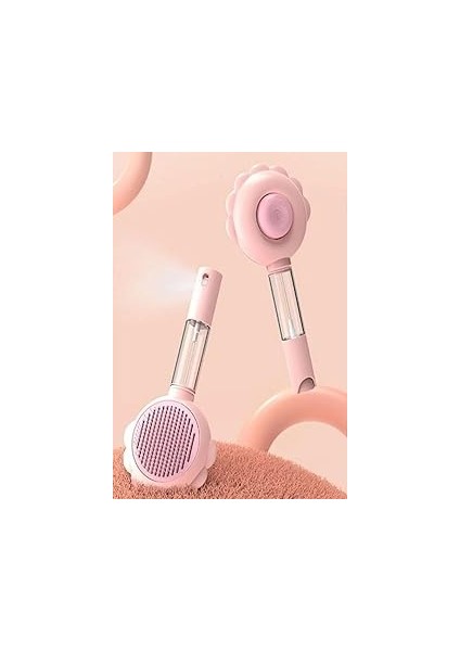 Busstier Basmalı Telli Su Sprey Hazneli Hayvan Fırçası, Çift Işlevli 2-In-1 Tasarım, Tüy Bakımı ve