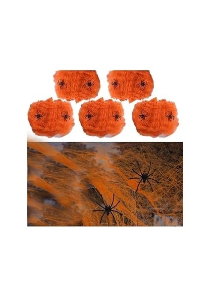 Beysüs Halloween Cadılar Bayramı Turuncu Renk Örümcek Ağı Seti