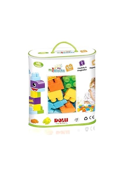 Dolu - Büyük Renkli Bloklar Baskılı Torba 100 Parça (5020)