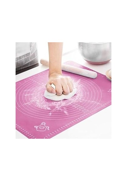 Sogex Silikon Ölçekli Kullanımı Kolay Hamur Açma Matı Ekmek Mantı Makarna Hamuru Yoğurma Matı (40 *