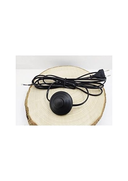 Abajur Lambader Siyah Fiş Baskılı Yerpuar Anahtarlı Kablo 3 Metre