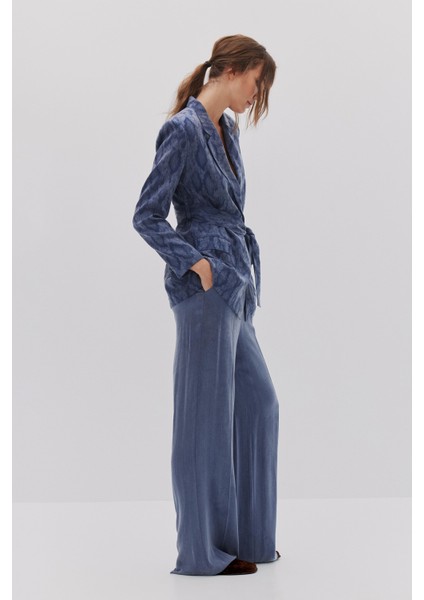 Lyocell Yılan Desenli Ceket Pantolon Takım