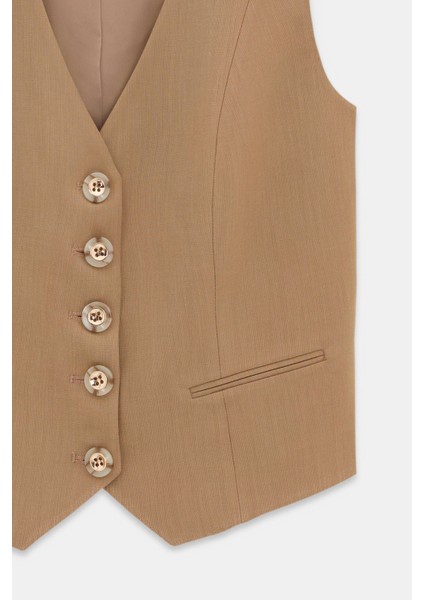 Düğmeli V Yaka Yelek Pantolon Takım fırsatları