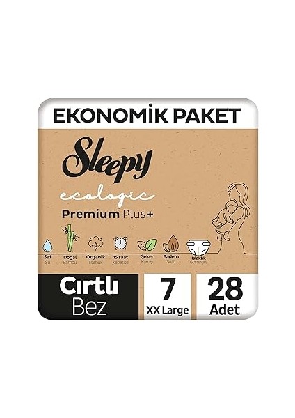 Sleepy Ecologic Ekonomik Paket Bebek Bezi 7 Numara Xxlarge 28 Adet