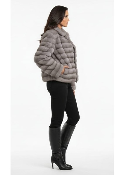 Kadın Şık Fermuarlı Peluş Kürk Ceket fiyatları