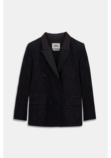 Saten Detaylı Yılanlı Jakar Kruvaze Blazer Pantolon Takım modelleri