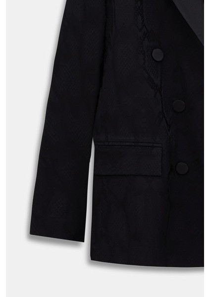 Saten Detaylı Yılanlı Jakar Kruvaze Blazer Pantolon Takım indirimleri
