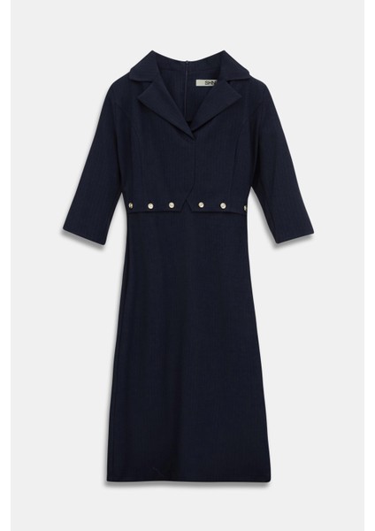 Çizgili Düğme Detaylı Elbise modelleri