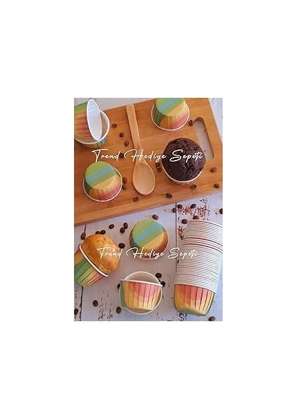 Hediye Sepeti 50'li Gökkuşağı Muffin Kek Kalıbı, Kek Kapsülü Cupcake Kalıbı, Airfryer Uyumlu