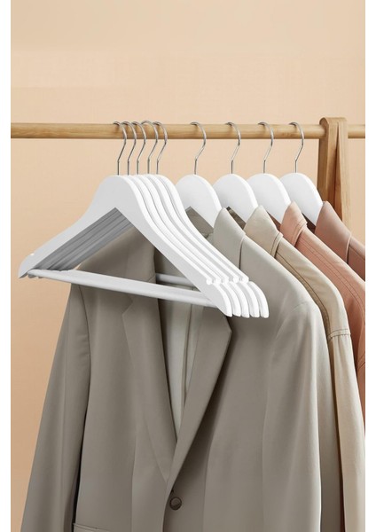 6’lı Ahşap Görünümlü Askı Beyaz 44 cm indirimleri