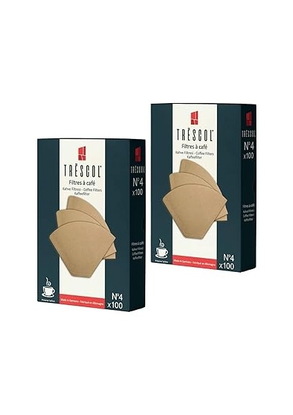 Trescol Genel Kahve Filtresi 4 Numara (Büyük Boy) Naturel Kağıt 2X100 200'LÜ Paket