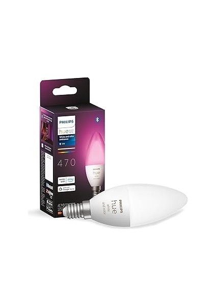 Hue 5.3W Renkli Akıllı B39 E14 LED Ampul, Özellikli