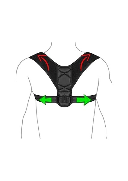 Luti Deri Desenli Kemerli Ortopedik Omuz Dik Duruş Korsesi Ayarlanabilir Ortopedik Sırt Bel