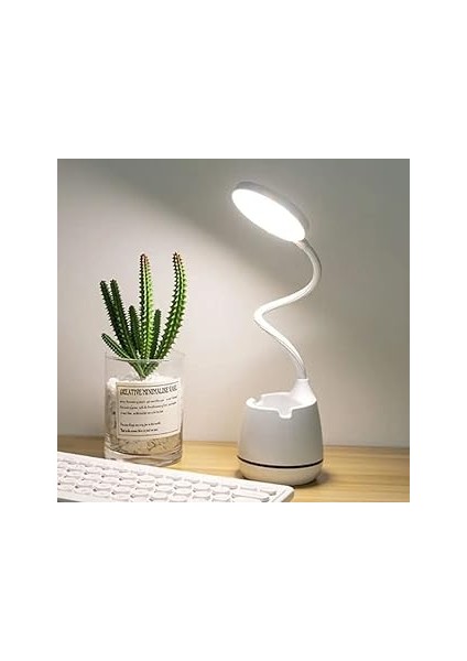 Coverzone Şarjlı Masa Üstü Lamba Dokunmatik Ayarlanabilir Oynar Başlıklı Masa Lambası Telefon Stand