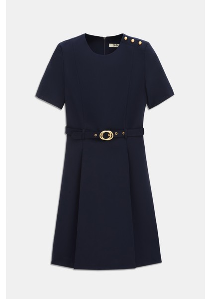 Bordo Düğme Detaylı Kemerli Mini Elbise modelleri