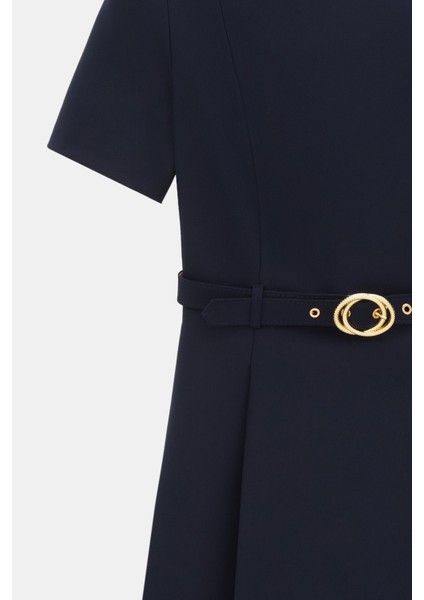 Bordo Düğme Detaylı Kemerli Mini Elbise indirimleri