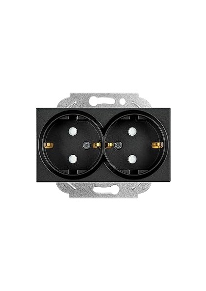 Viko Novella/trenda Siyah Ikili Topraklı Priz Çarpma Karşıtı Mekanizma ve Düğme/kapak Vakumlu Paket