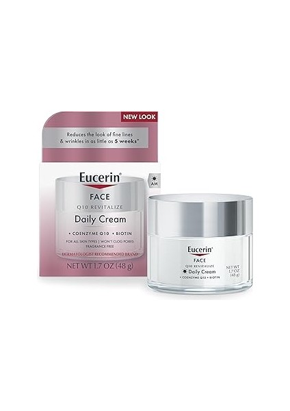 Eucerin Q10 Kırışıklık Önleyici Yüz Kremi, Hassas Ciltler Için Kokusuz Yüz Kremi, 1,7 Oz Kavanoz